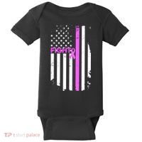 Breast Cancer Fight Ribbon Flag Baby Bodysuit thumb 0