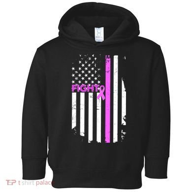 Breast Cancer Fight Ribbon Flag Toddler Hoodie