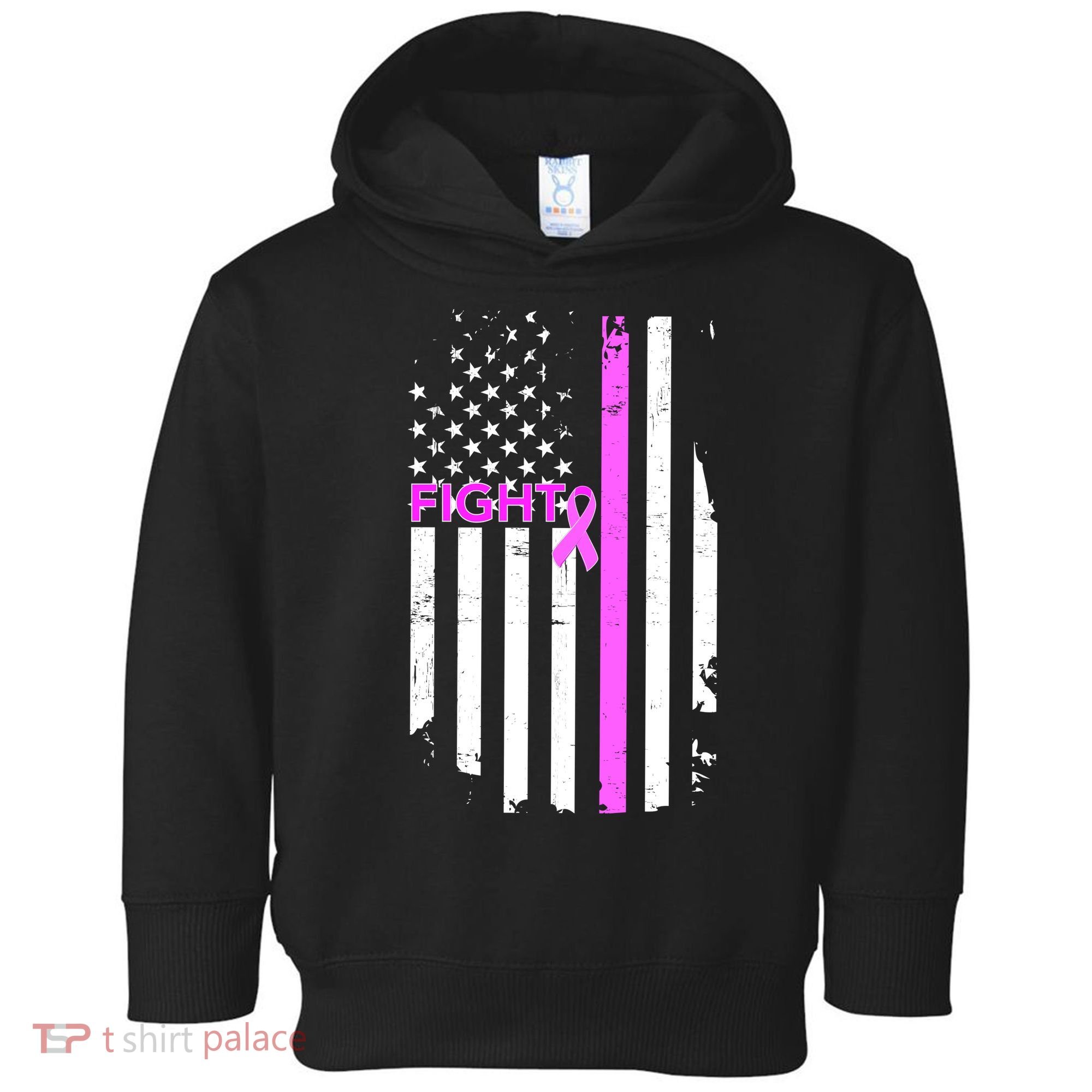 Breast Cancer Fight Ribbon Flag Toddler Hoodie