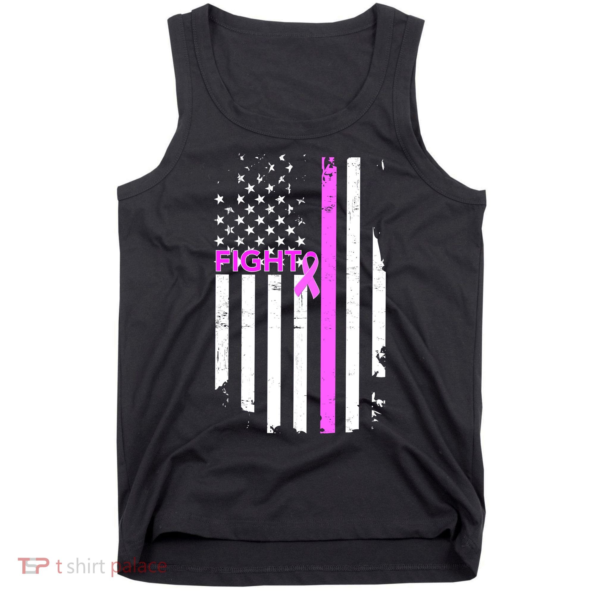 Breast Cancer Fight Ribbon Flag Tank Top