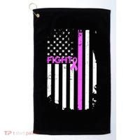 Breast Cancer Fight Ribbon Flag Golf Towel thumb 0