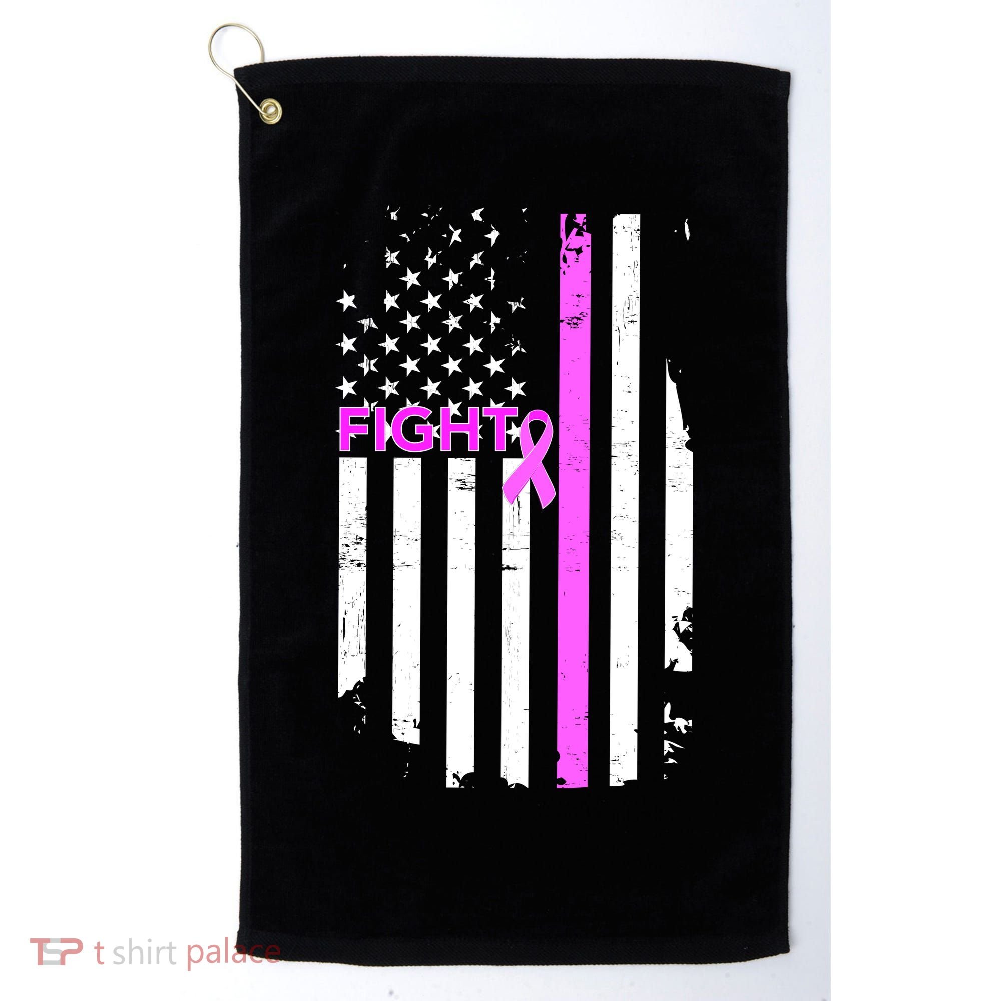 Breast Cancer Fight Ribbon Flag Golf Towel
