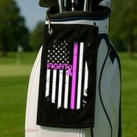 Breast Cancer Fight Ribbon Flag Golf Towel thumb 2
