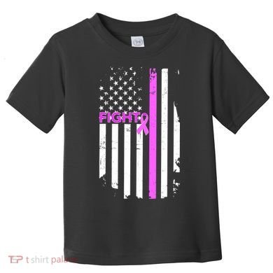Breast Cancer Fight Ribbon Flag Toddler T-Shirt