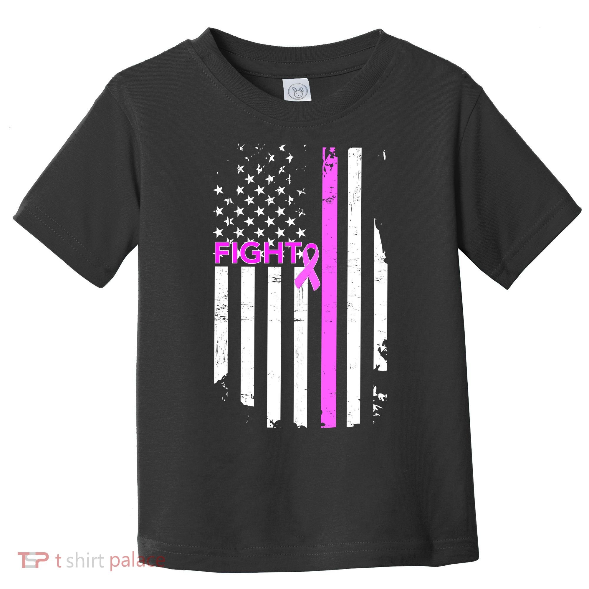 Breast Cancer Fight Ribbon Flag Toddler T-Shirt
