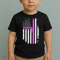 Breast Cancer Fight Ribbon Flag Toddler T-Shirt thumb 2