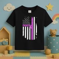 Breast Cancer Fight Ribbon Flag Toddler T-Shirt thumb 3