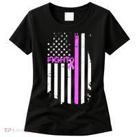 Breast Cancer Fight Ribbon Flag Women's T-Shirt thumb 0
