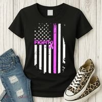 Breast Cancer Fight Ribbon Flag Women's T-Shirt thumb 3