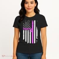 Breast Cancer Fight Ribbon Flag Women's T-Shirt thumb 4