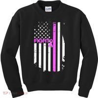 Breast Cancer Fight Ribbon Flag Kids Sweatshirt thumb 0