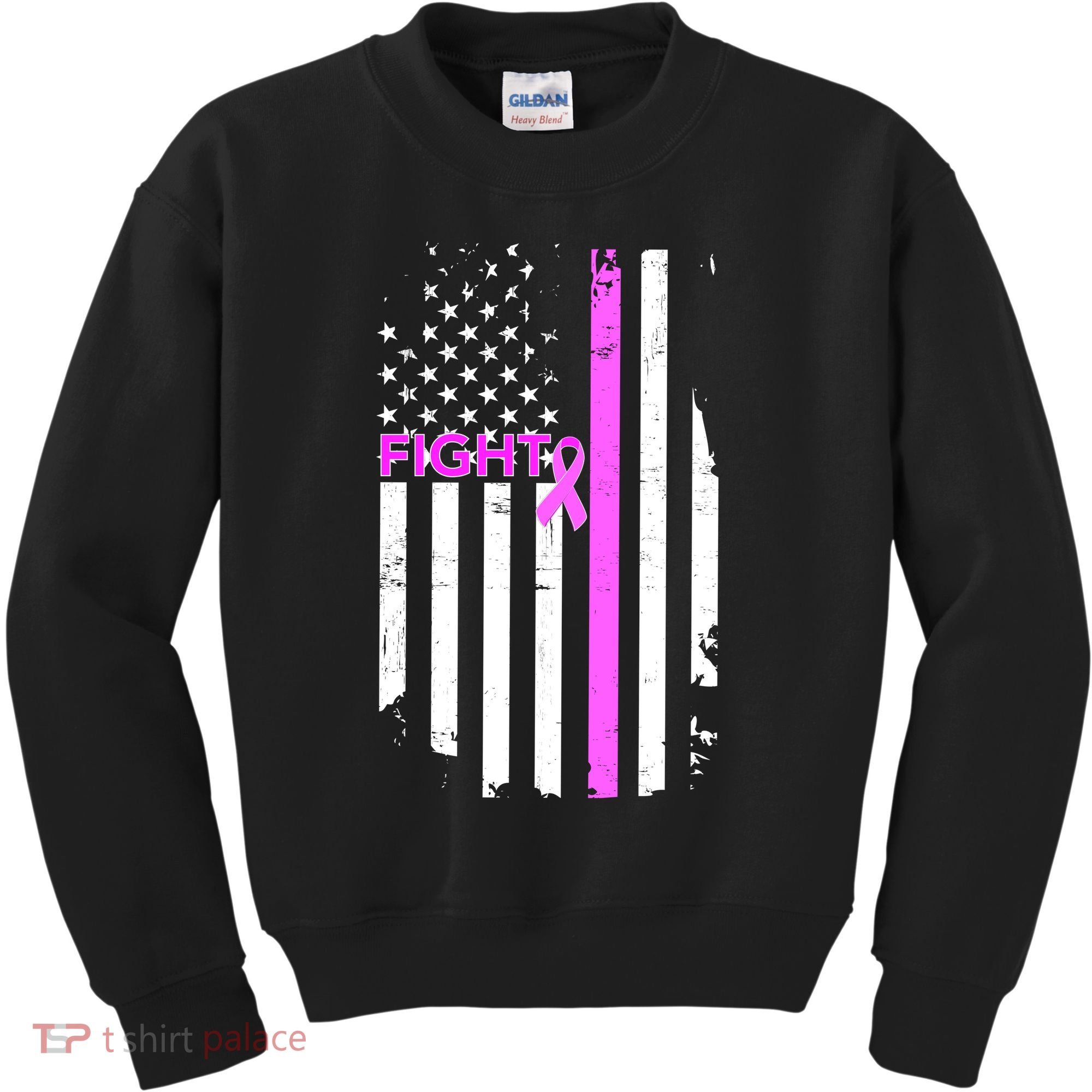 Breast Cancer Fight Ribbon Flag Kids Sweatshirt