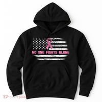 Breast Cancer Flag No One Fights Alone Hoodie thumb 0