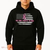 Breast Cancer Flag No One Fights Alone Hoodie thumb 2