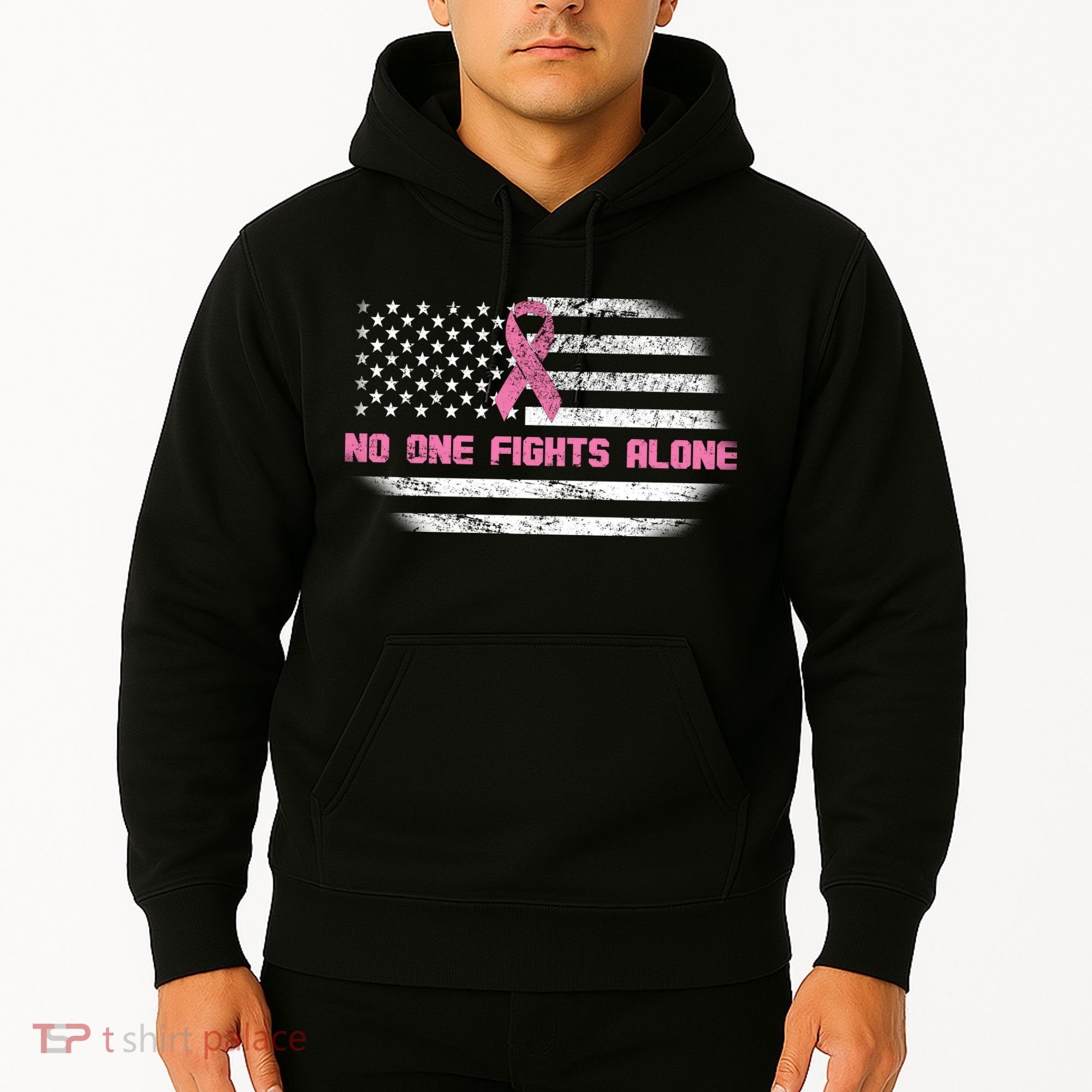 Breast Cancer Flag No One Fights Alone Hoodie