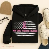 Breast Cancer Flag No One Fights Alone Hoodie thumb 4
