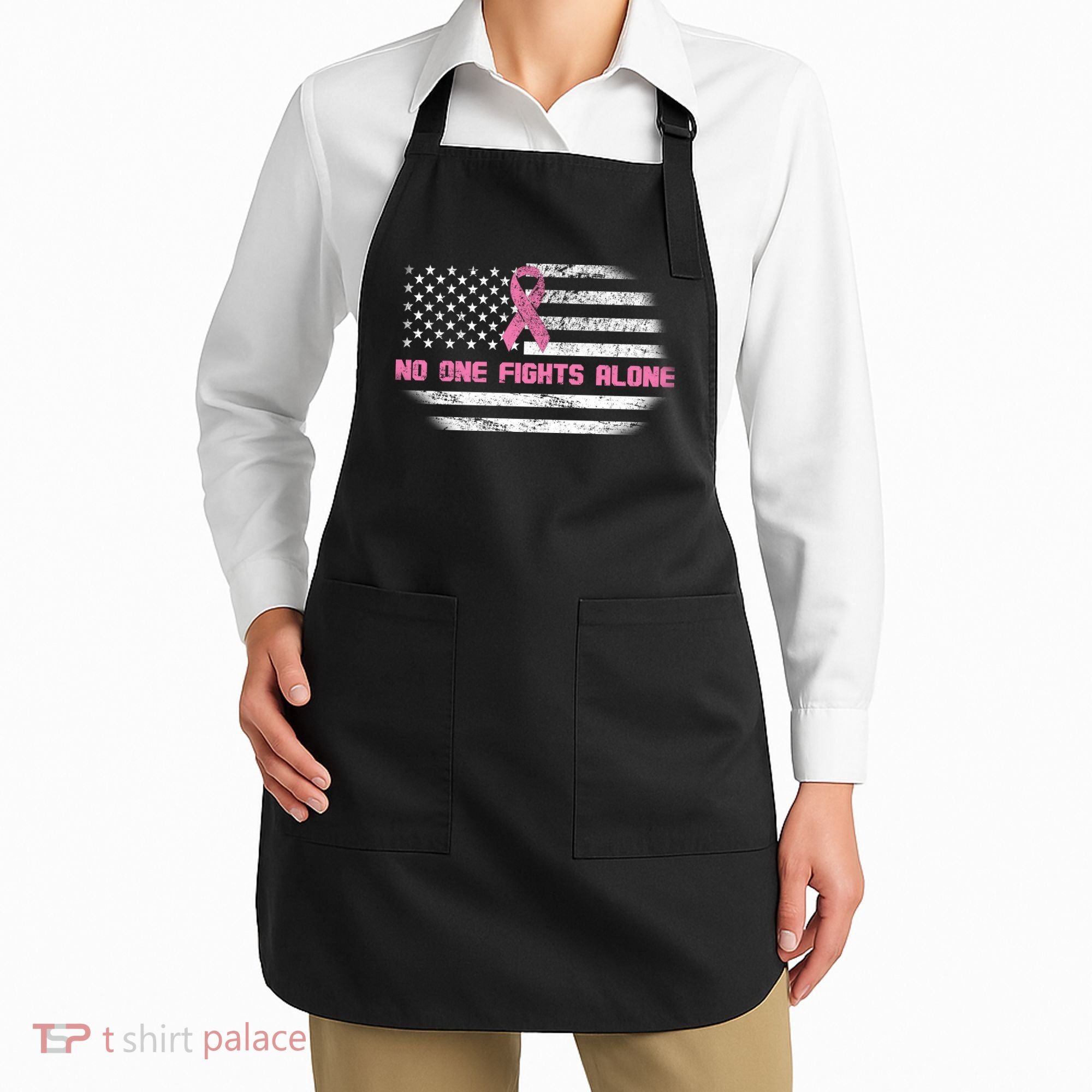 Breast Cancer Flag No One Fights Alone Apron