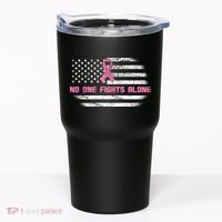 Breast Cancer Flag No One Fights Alone Tumbler thumb 0