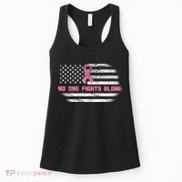 Breast Cancer Flag No One Fights Alone Women's Tank Top thumb 0