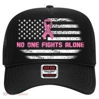 Breast Cancer Flag No One Fights Alone Hat thumb 0