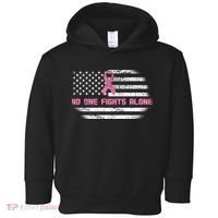 Breast Cancer Flag No One Fights Alone Toddler Hoodie thumb 0