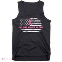 Breast Cancer Flag No One Fights Alone Tank Top thumb 0
