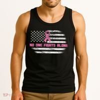 Breast Cancer Flag No One Fights Alone Tank Top thumb 3