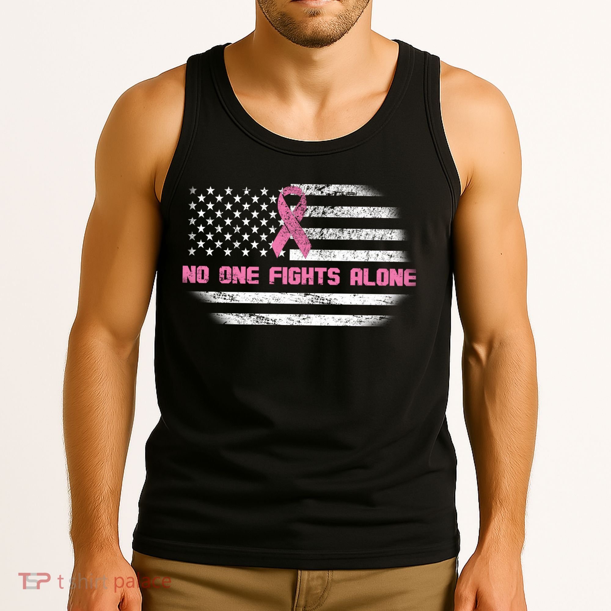 Breast Cancer Flag No One Fights Alone Tank Top