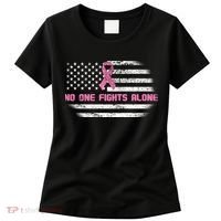 Breast Cancer Flag No One Fights Alone Women's T-Shirt thumb 0