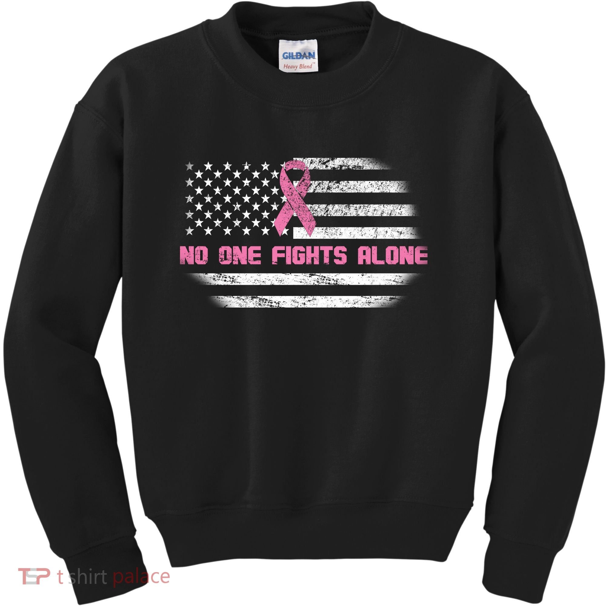 Breast Cancer Flag No One Fights Alone Kids Sweatshirt