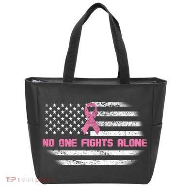 Breast Cancer Flag No One Fights Alone Tote Bag