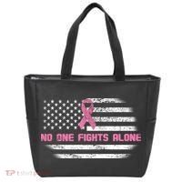 Breast Cancer Flag No One Fights Alone Tote Bag thumb 0