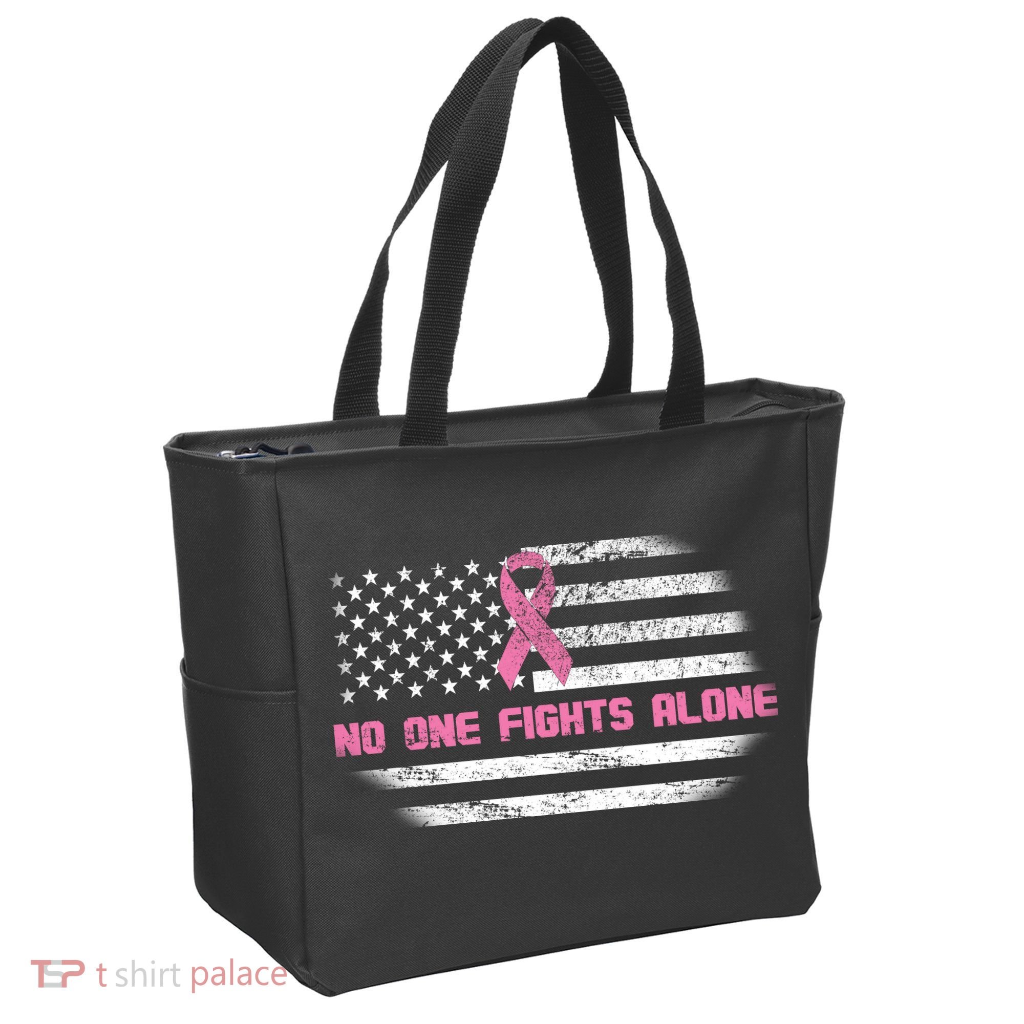 Breast Cancer Flag No One Fights Alone Tote Bag