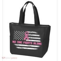 Breast Cancer Flag No One Fights Alone Tote Bag thumb 3