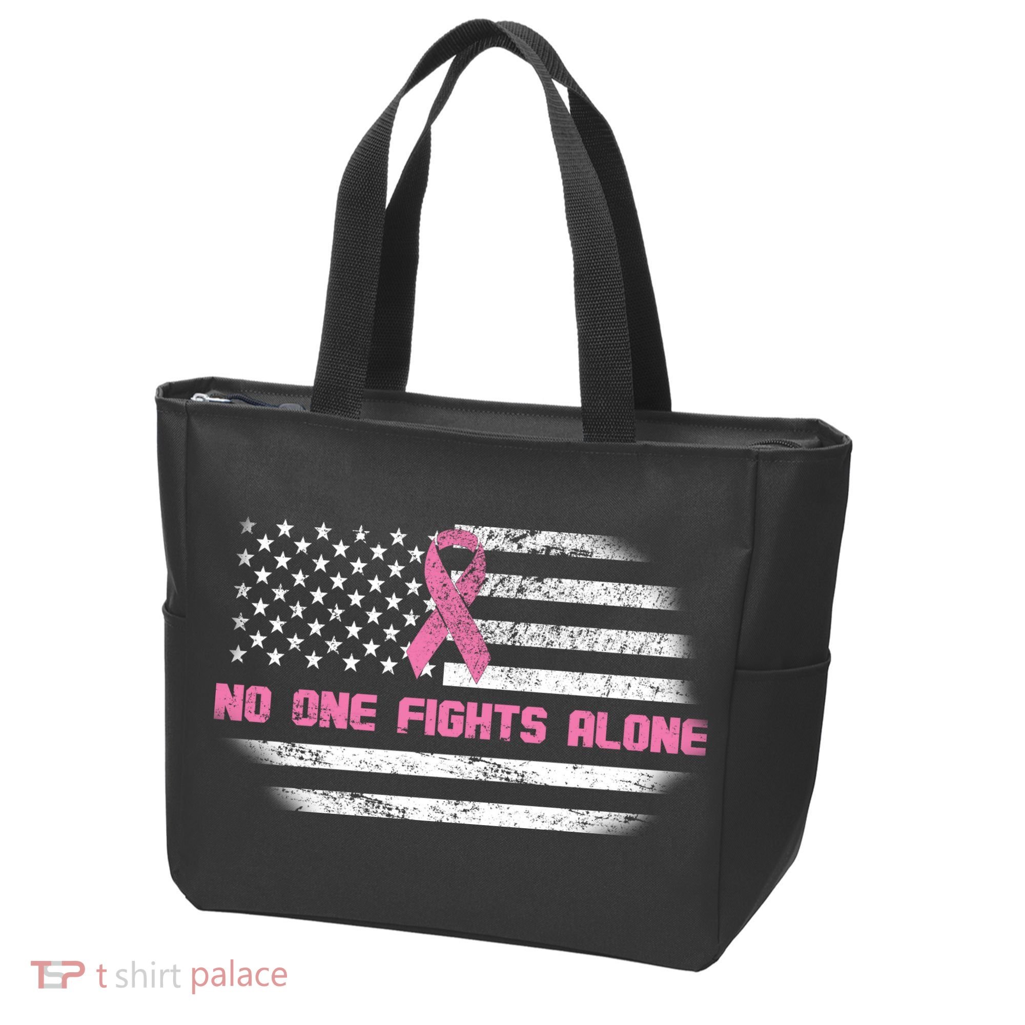 Breast Cancer Flag No One Fights Alone Tote Bag