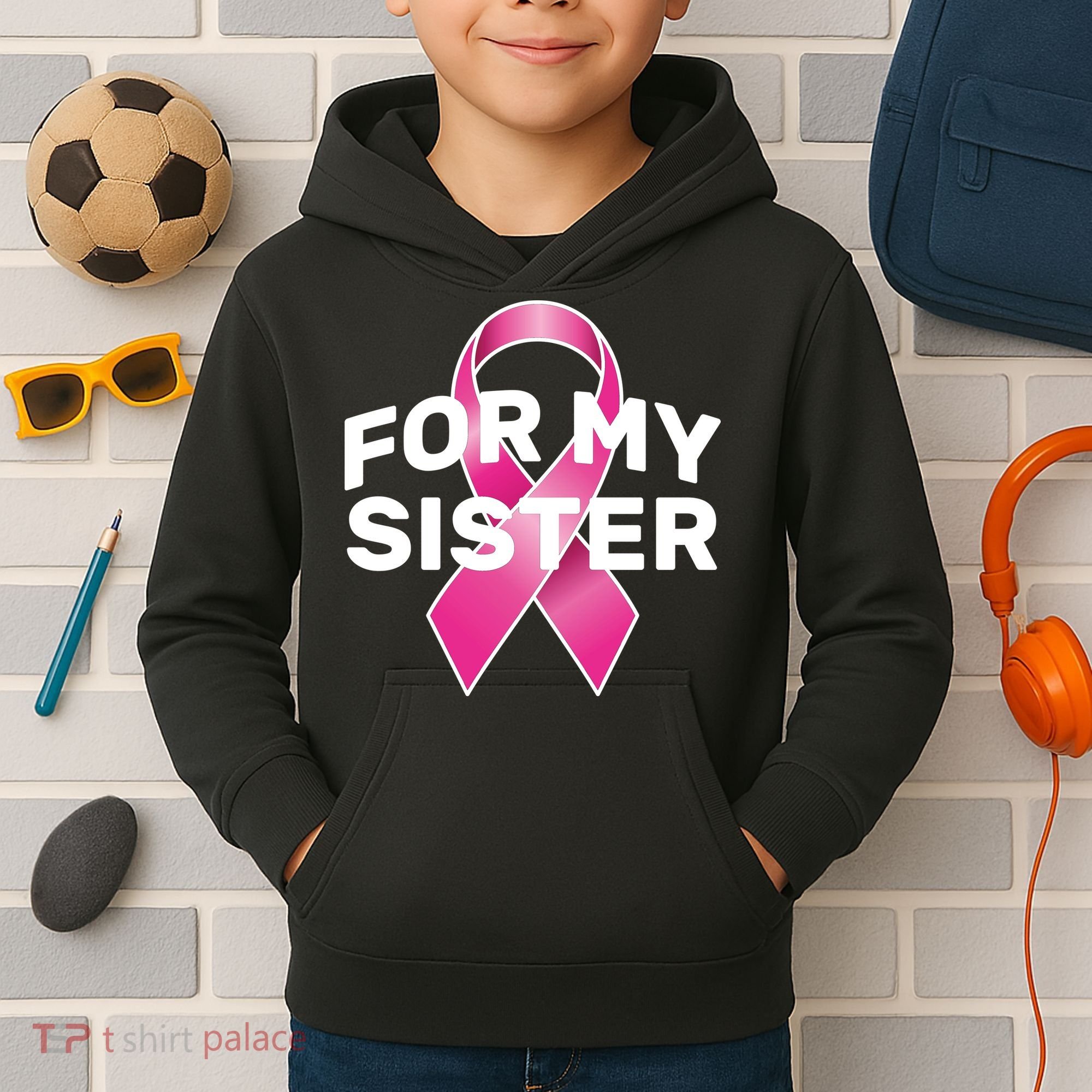 Breast Cancer For My Sister Kids Hoodie