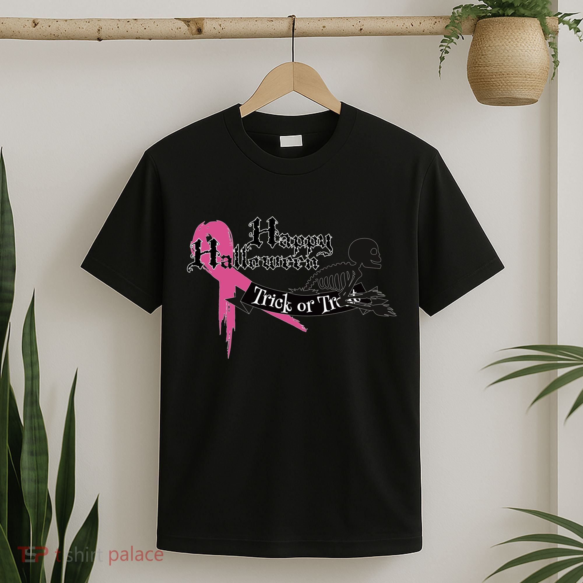 Breast Cancer Happy Halloween Skeleton T-Shirt