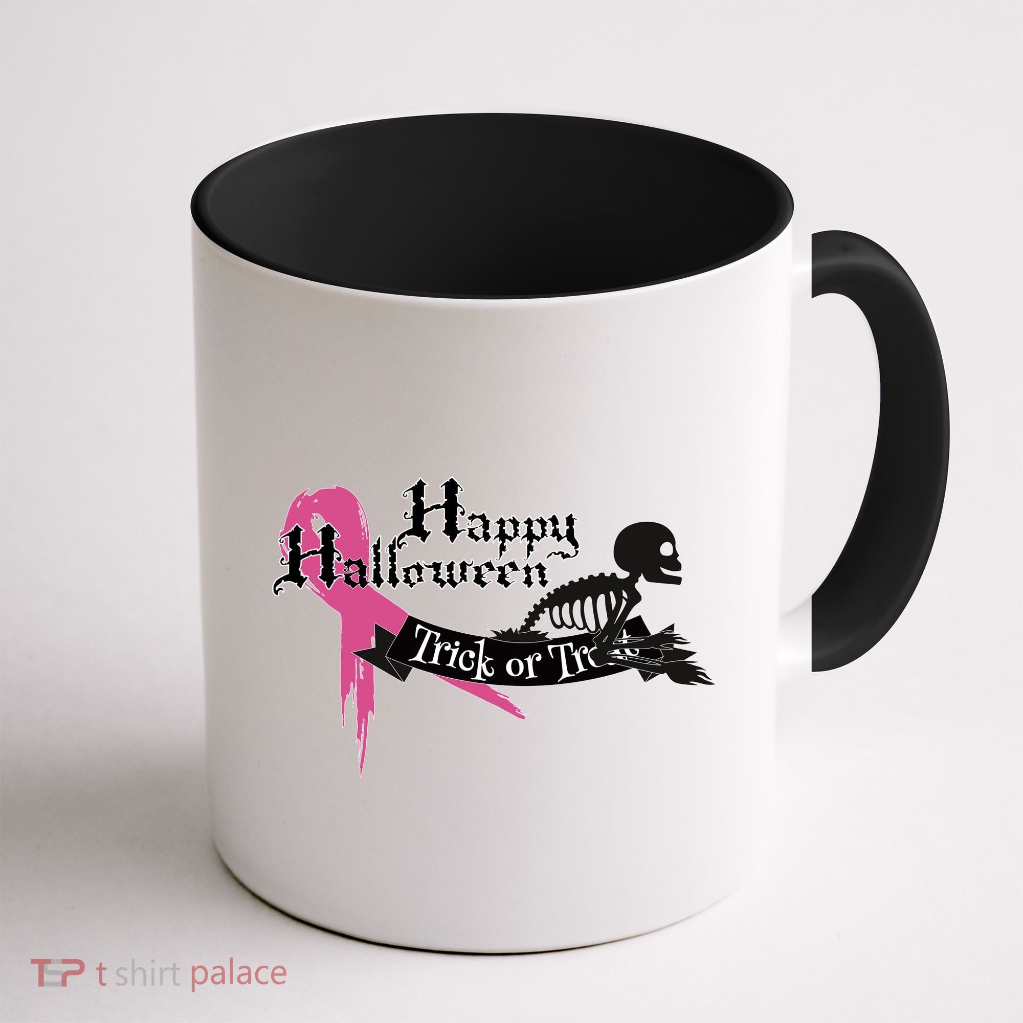 Breast Cancer Happy Halloween Skeleton Coffee Mug