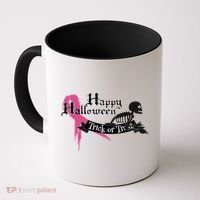 Breast Cancer Happy Halloween Skeleton Coffee Mug thumb 0
