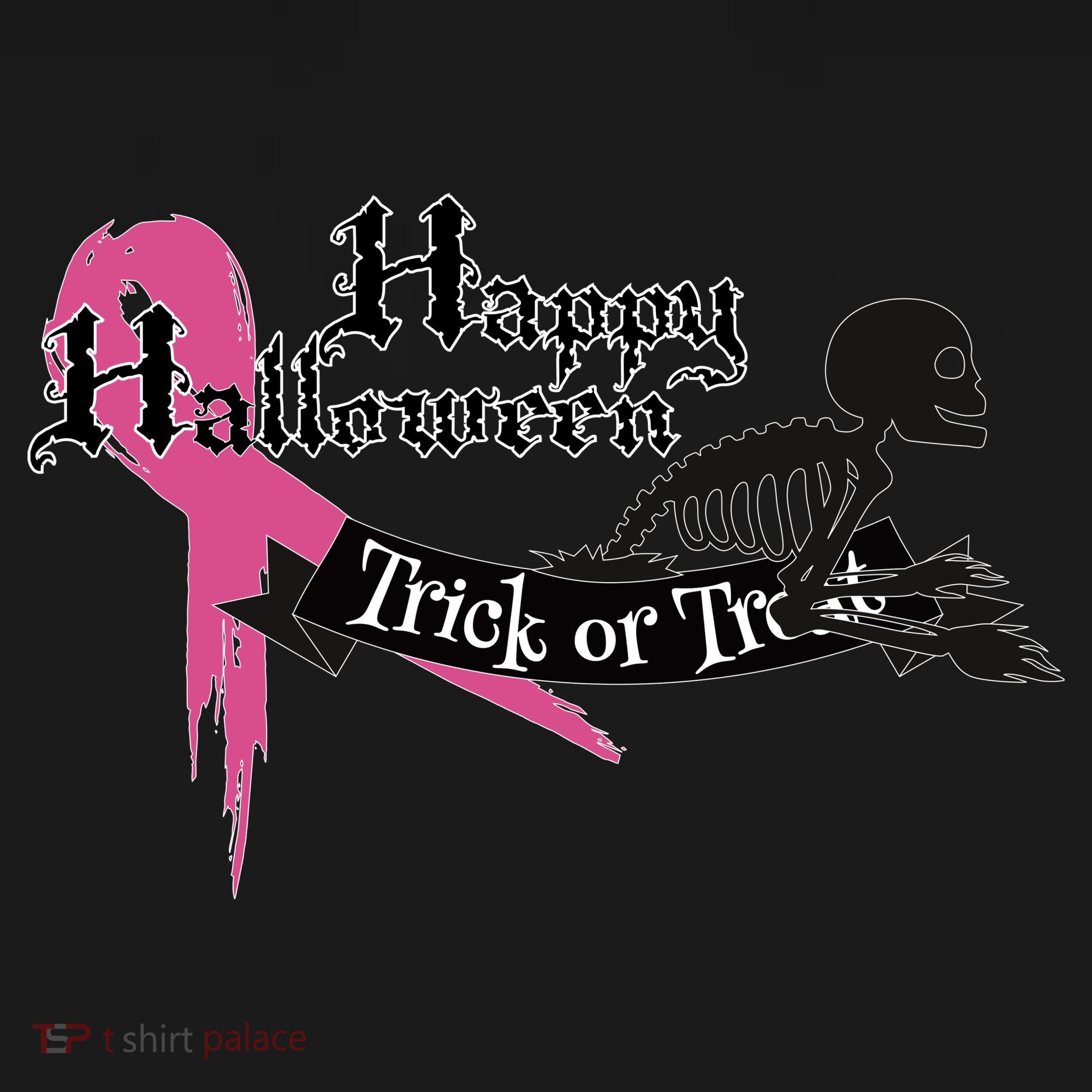 Breast Cancer Happy Halloween Skeleton Polo