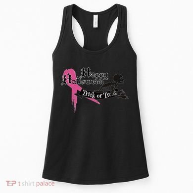 Breast Cancer Happy Halloween Skeleton Women's Tank Top