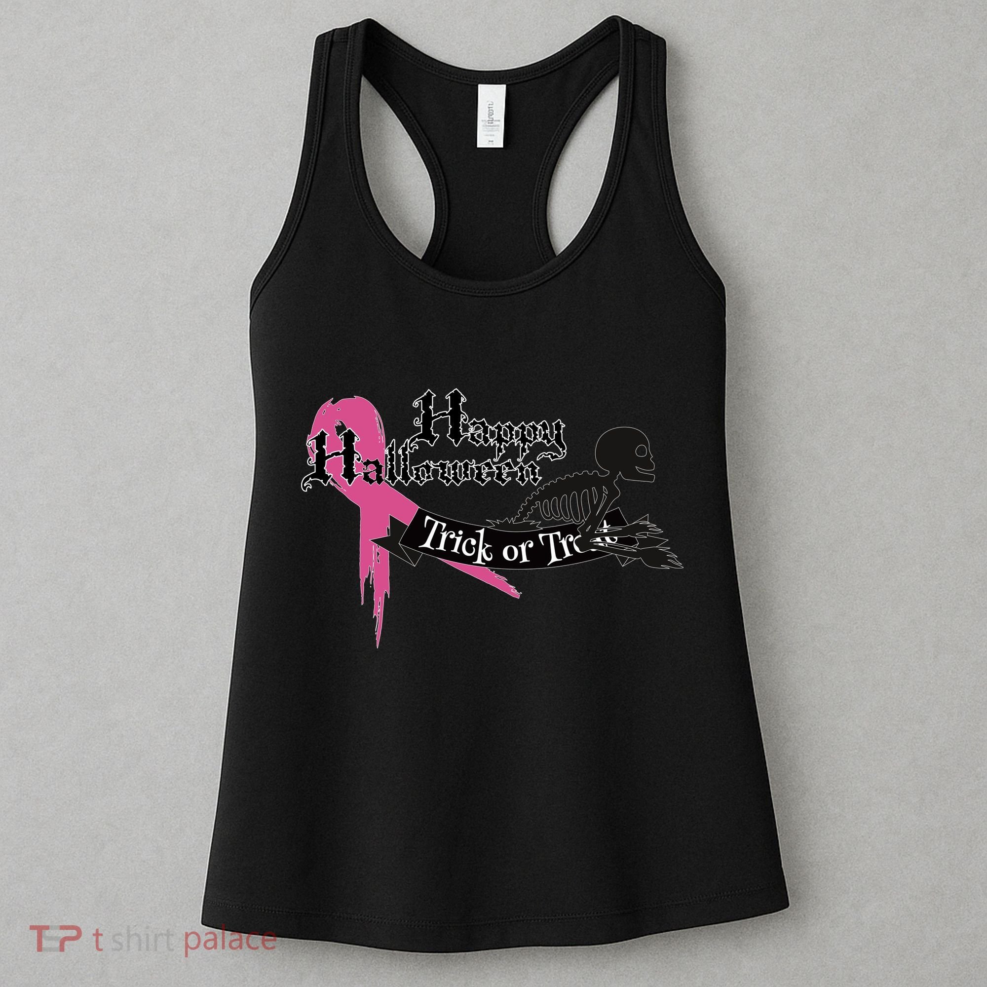Breast Cancer Happy Halloween Skeleton Women's Tank Top