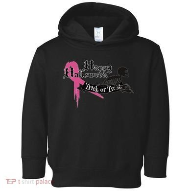 Breast Cancer Happy Halloween Skeleton Toddler Hoodie