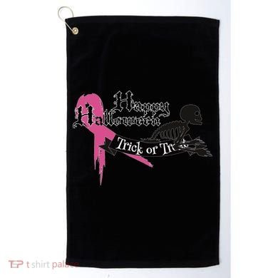 Breast Cancer Happy Halloween Skeleton Golf Towel