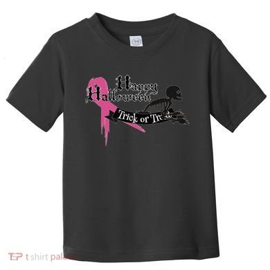 Breast Cancer Happy Halloween Skeleton Toddler T-Shirt
