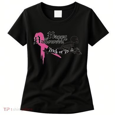 Breast Cancer Happy Halloween Skeleton Women's T-Shirt