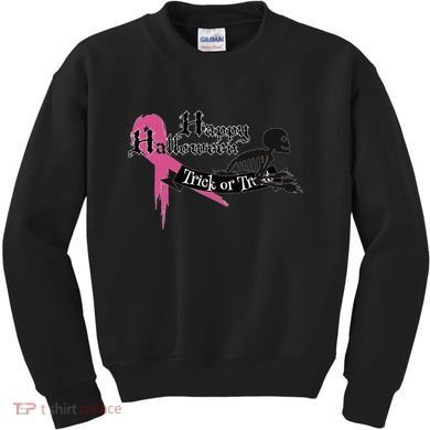 Breast Cancer Happy Halloween Skeleton Kids Sweatshirt
