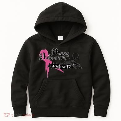 Breast Cancer Happy Halloween Skeleton Kids Hoodie