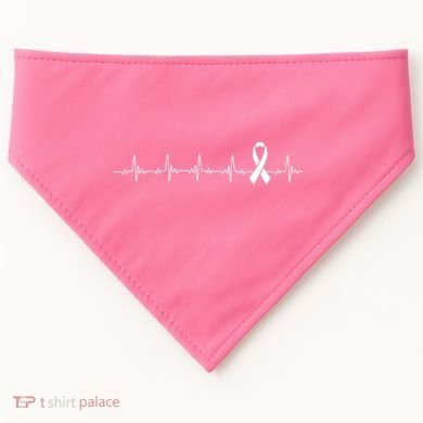 Breast Cancer Heartbeat Pulse USA-Made Doggie Bandana