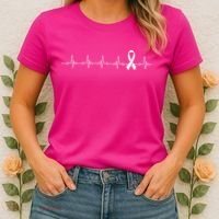 Breast Cancer Heartbeat Pulse Women's T-Shirt thumb 2